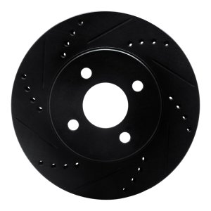 Chevrolet Cobalt Brake Rotor (1) - Front Left - R1 Concepts - Drilled & Slotted - Black - `03-`10